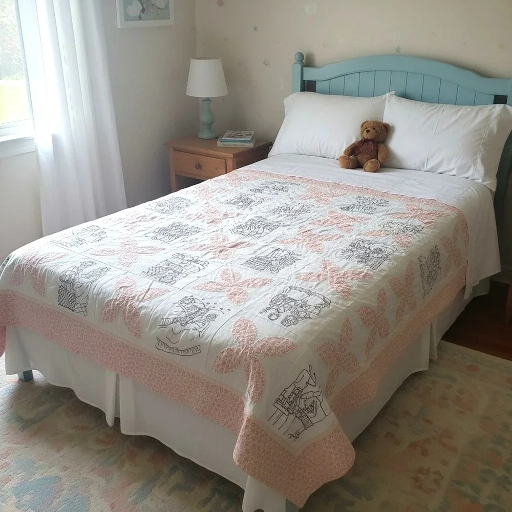 Handmade Embroidered Childrens Quilt 61